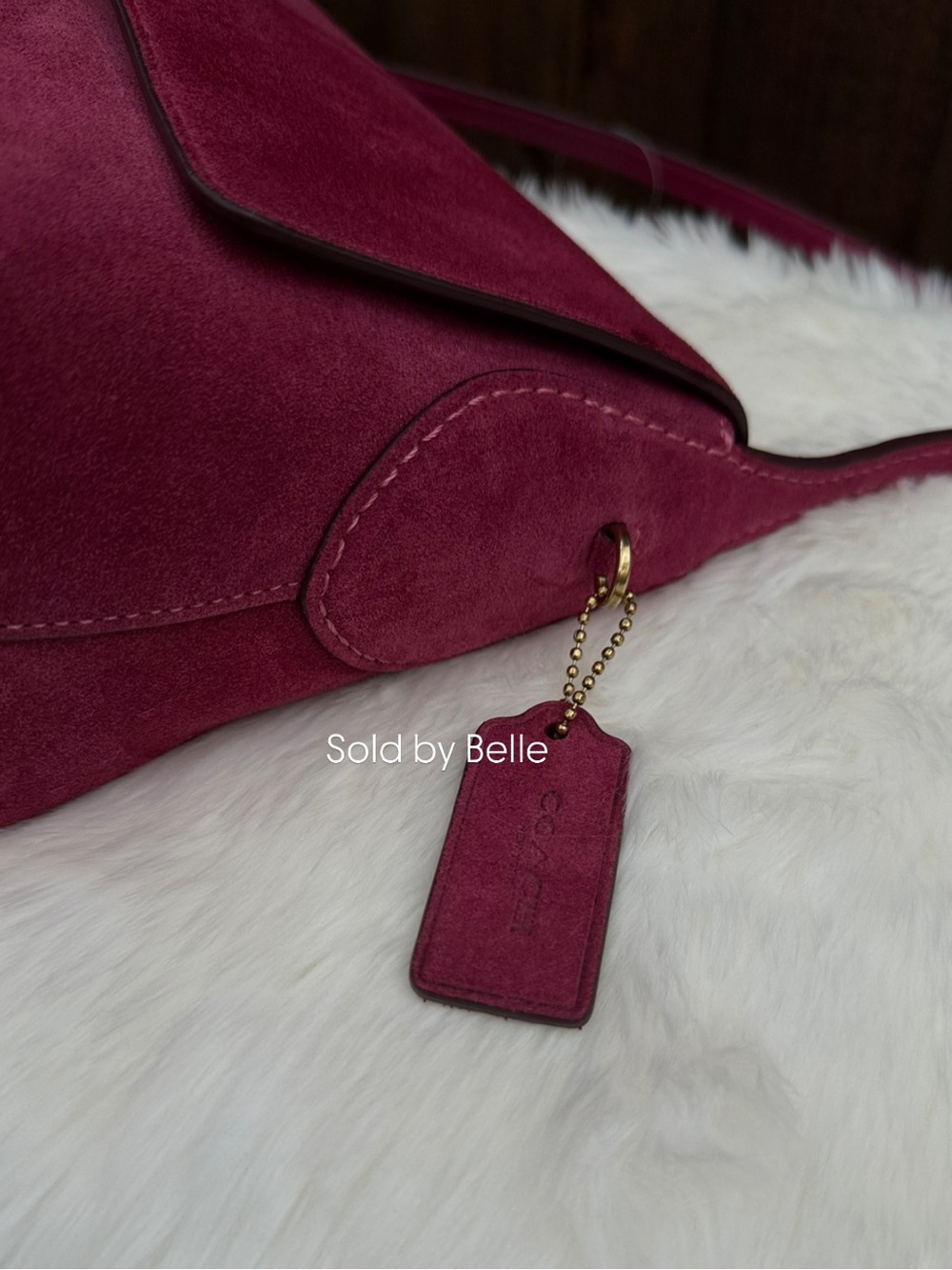 NWT Coach Chelsea 30 Dark Fuchsia Suede Bag - Picture 4 of 5